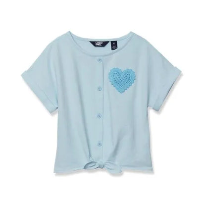 Girls Slouchy Button Front Terry Knit Top