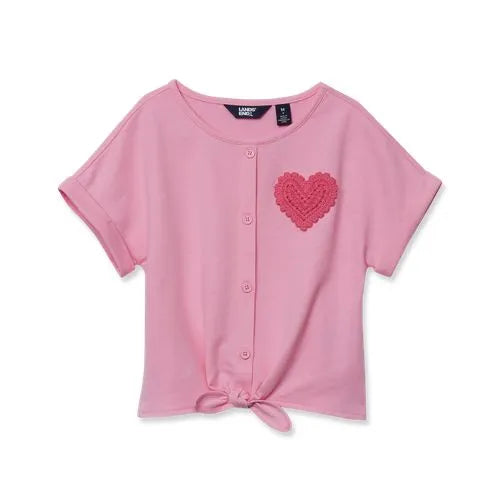 Girls Slouchy Button Front Terry Knit Top