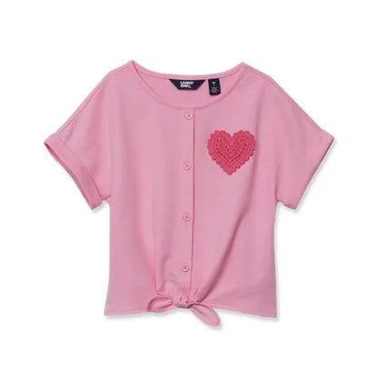 Girls Slouchy Button Front Terry Knit Top