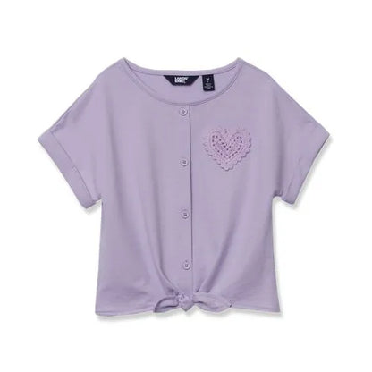 Girls Slouchy Button Front Terry Knit Top