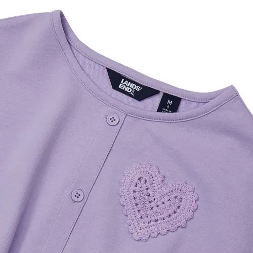 Girls Slouchy Button Front Terry Knit Top