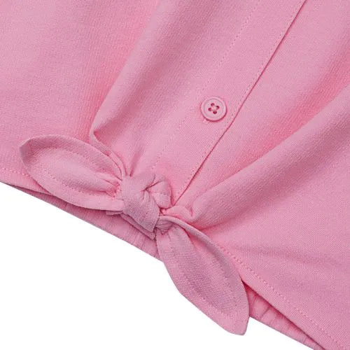 Girls Slouchy Button Front Terry Knit Top