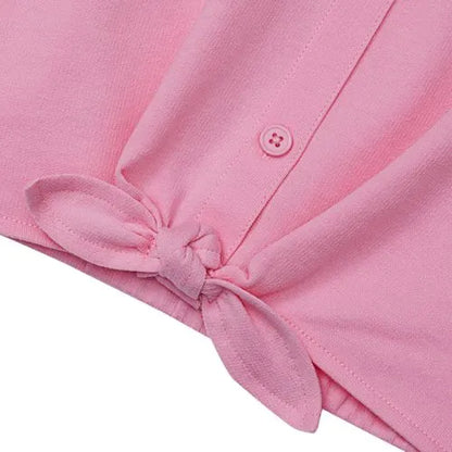 Girls Slouchy Button Front Terry Knit Top