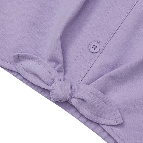 Girls Slouchy Button Front Terry Knit Top
