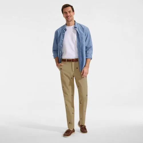 Men's Knockabout Embroidered Comfort Waist Classic Fit Chino Pant