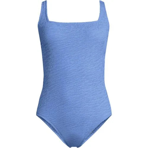 Womens Boucle Square Neck Scoop Back One Piece Swimsuit