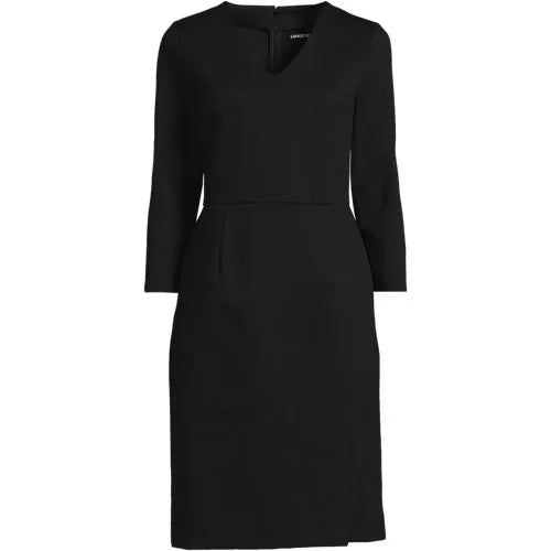 School Uniform Women's Ponte 3/4 Sleeve Vneck Dress