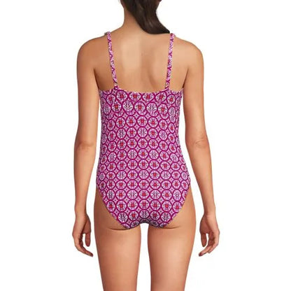 Women's Mastectomy LE x T and T The Tegan Ruffle V-neck Plunge One Piece