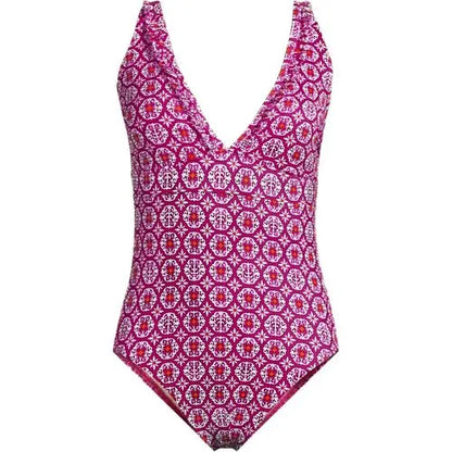 Women's Mastectomy LE x T and T The Tegan Ruffle V-neck Plunge One Piece