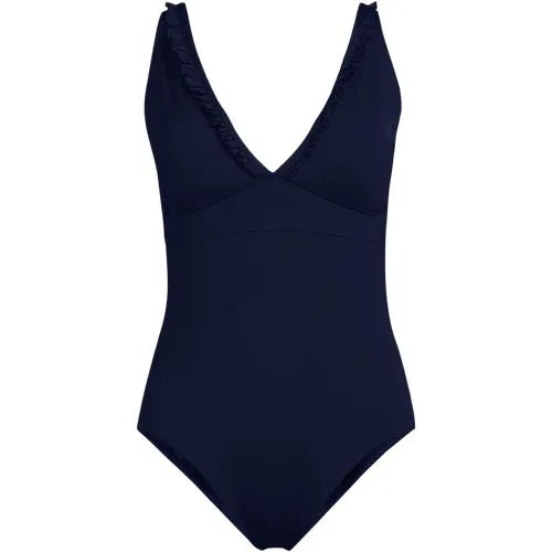 Women's Mastectomy LE x T and T The Tegan Ruffle V-neck Plunge One Piece