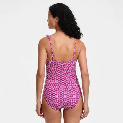 Women's LE x T and T The Tegan Ruffle V-neck Plunge One Piece