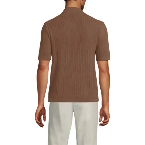 Men's Short Sleeve Lightweight Button Through Polo