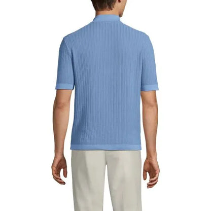 Men's Short Sleeve Lightweight Button Through Polo