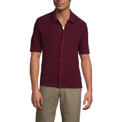 Men's Short Sleeve Lightweight Button Through Polo