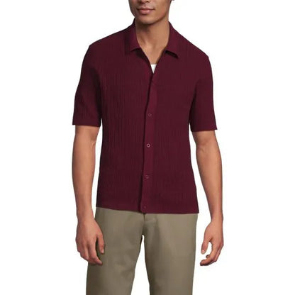 Men's Short Sleeve Lightweight Button Through Polo