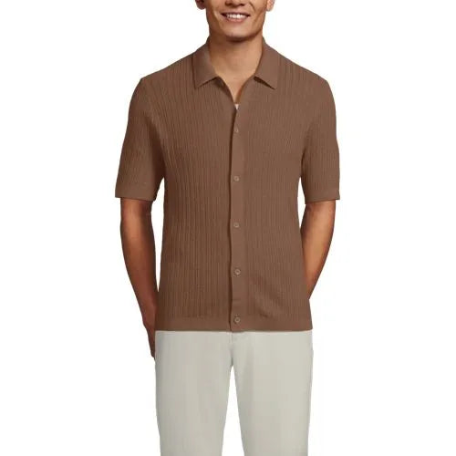 Men's Short Sleeve Lightweight Button Through Polo