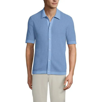 Men's Short Sleeve Lightweight Button Through Polo