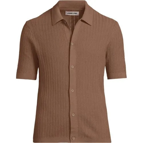 Men's Short Sleeve Lightweight Button Through Polo