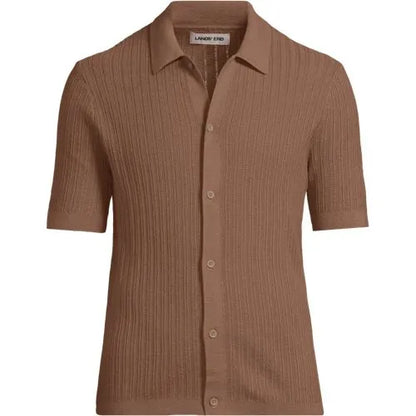 Men's Short Sleeve Lightweight Button Through Polo