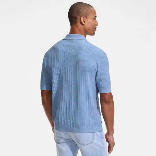 Men's Short Sleeve Lightweight Button Through Polo