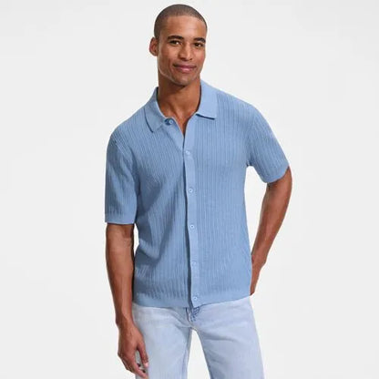 Men's Short Sleeve Lightweight Button Through Polo