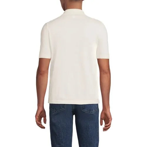 Men's Short Sleeve Striped Button Through Sweater Polo