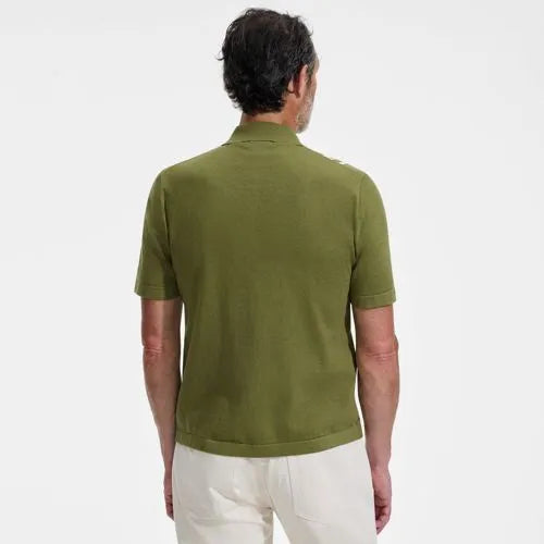 Men's Short Sleeve Striped Button Through Sweater Polo