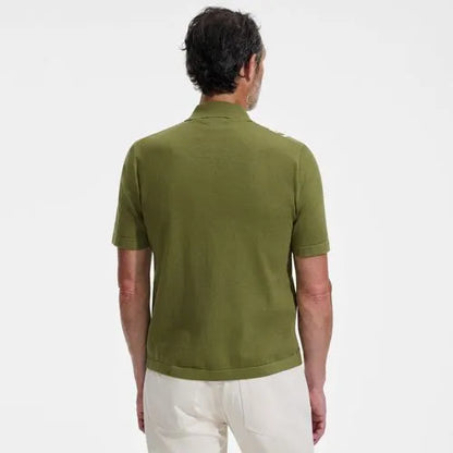 Men's Short Sleeve Striped Button Through Sweater Polo