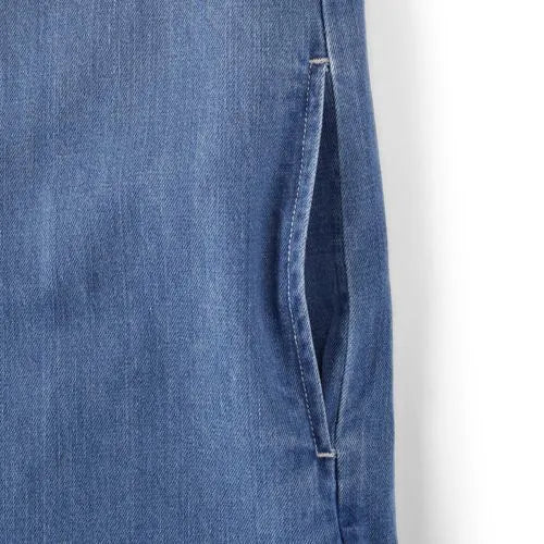 Women's Light Weight Denim Long Sleeve Button Front Shirt Dress