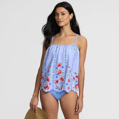 Women's Scalloped Flutter Tankini Top
