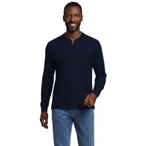 Men's Long Sleeve Honeycomb Pique Henley