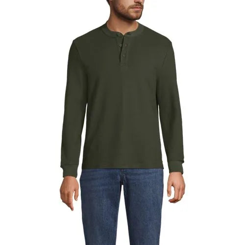 Men's Long Sleeve Honeycomb Pique Henley