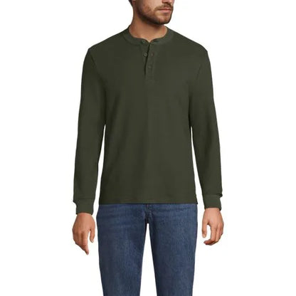 Men's Long Sleeve Honeycomb Pique Henley