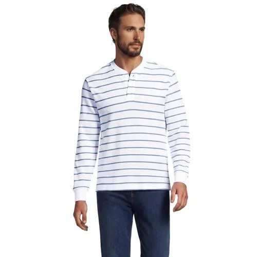 Men's Long Sleeve Honeycomb Pique Henley