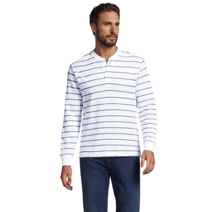 Men's Long Sleeve Honeycomb Pique Henley