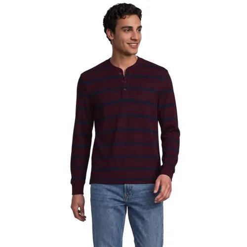 Men's Long Sleeve Honeycomb Pique Henley