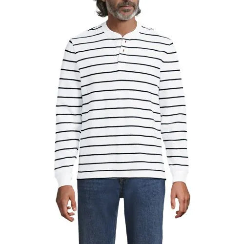 Men's Long Sleeve Honeycomb Pique Henley