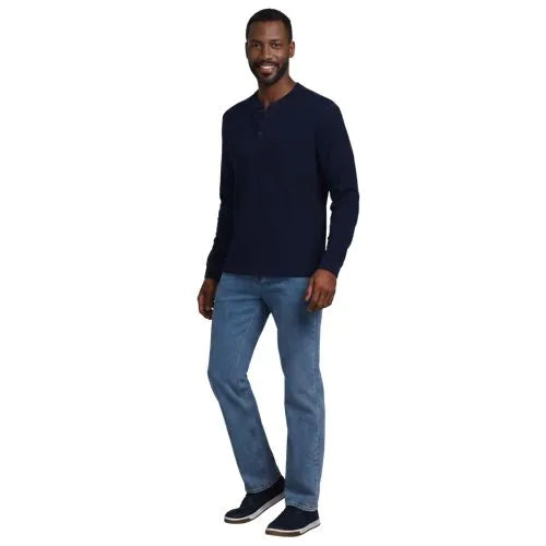 Men's Long Sleeve Honeycomb Pique Henley