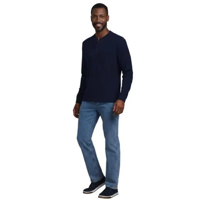 Men's Long Sleeve Honeycomb Pique Henley