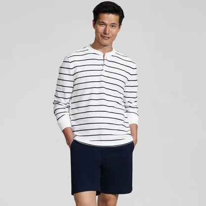Men's Long Sleeve Honeycomb Pique Henley