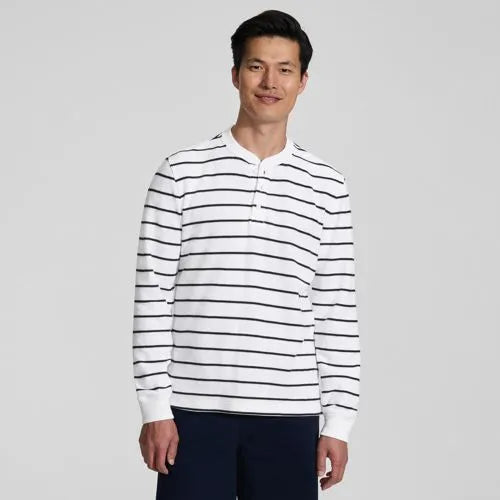 Men's Long Sleeve Honeycomb Pique Henley