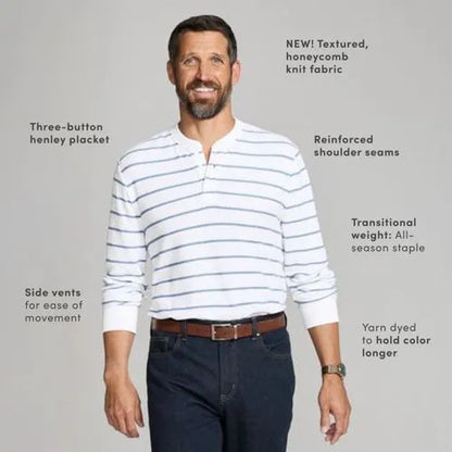 Men's Long Sleeve Honeycomb Pique Henley