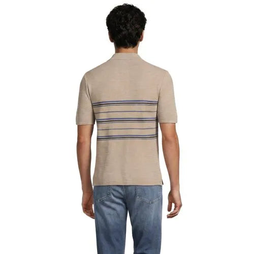 Men's Short Sleeve Texture Stitch Summer Weight Sweater Polo