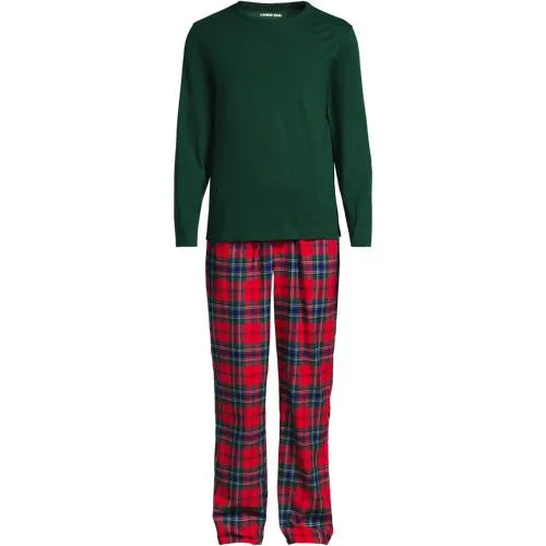 Men's Long Sleeve Tee and Flannel Pant Sleep Set