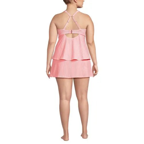 Women's Plus Size Square Neck Flutter Tankini Control Skirt Set