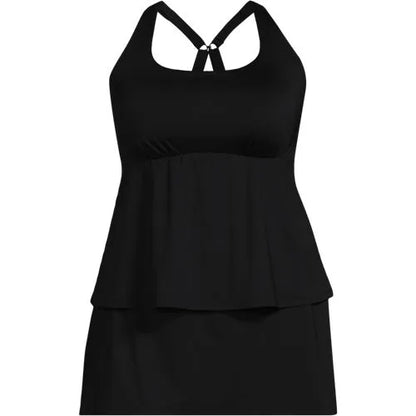 Women's Plus Size Square Neck Flutter Tankini Control Skirt Set