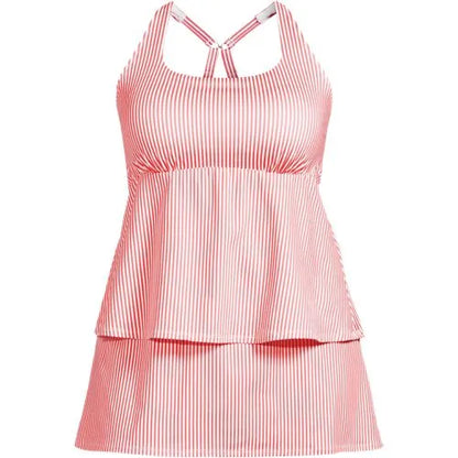 Women's Plus Size Square Neck Flutter Tankini Control Skirt Set