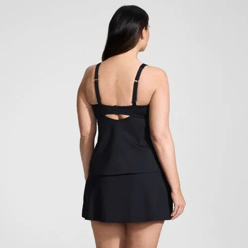 Women's Plus Size Square Neck Flutter Tankini Control Skirt Set