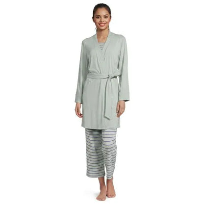 Women's Cooling 3 Piece Pajama Set - Tank Crop and Robe