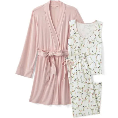 Women's Cooling 3 Piece Pajama Set - Tank Crop and Robe